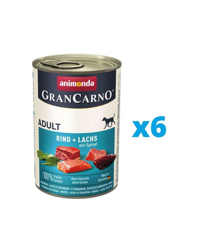 GranCarno komplekts ar liellopa gaļu, lasi un spinātiem 6 x 400 g