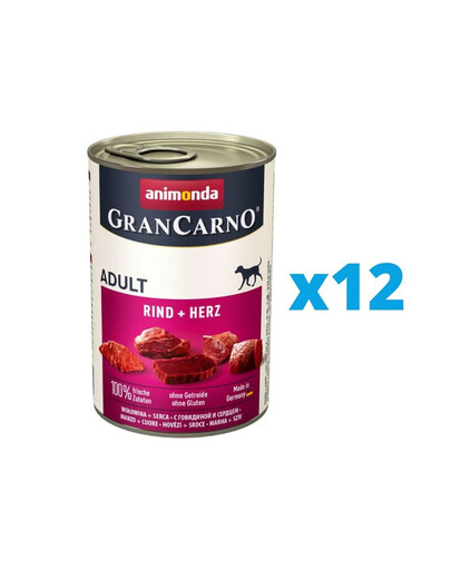 GranCarno liellopu gaļas un sirsniņu komplekts 12 x 400 g