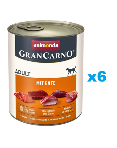 ANIMONDA Gran Carno Adult with Duck 6x800 g ar pīli pieaugušiem suņiem