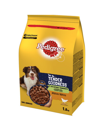 PEDIGREE Tender Goodness 5x1,8 kg mājputnu gaļai bagāta, daļēji mitra pilnvērtīga barība pieaugušiem suņiem