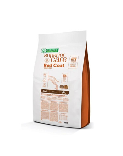 NATURES PROTECTION SUPERIOR CARE Red Coat Grain Free Salmon Adult All Breed 10 kg ar lasi pieaugušiem suņiem ar sarkanu kažoku
