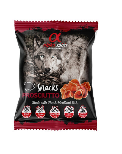 ALPHA SPIRIT Kubiņos sagriezti šķiņķa našķi suņiem 50 g