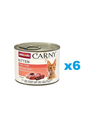 ANIMONDA Carny Kitten Beef&Turkey 6x200 g wołowina i indyk dla kociąt