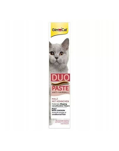 GIMCAT Duo Pasta Anti-Hairball Malt&Chicken 50 g kaķu caurejas pasta