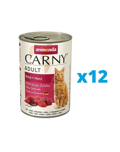 ANIMONDA Carny komplekts liellopa gaļa un sirdis, 12 x 400 g