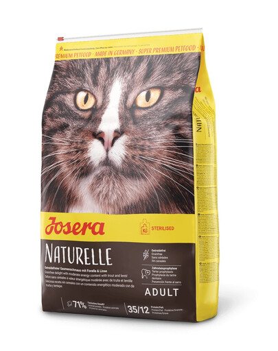 JOSERA Naturelle kaķiem pēc kastrācijas 10 kg + Multipack pastētes 6x85 g kaķu pastēšu garšu maisījums BEZ MAKSAS