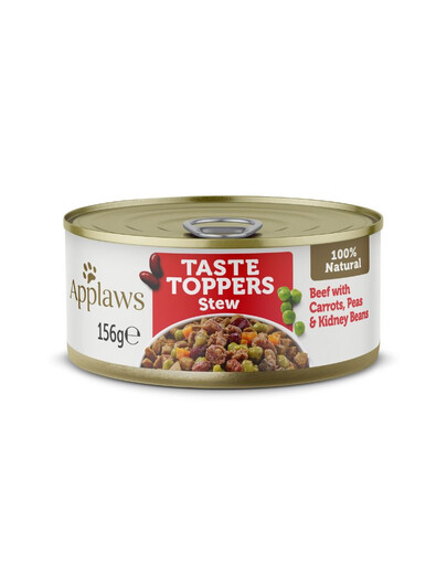 APPLAWS Dog Taste Toppers Stew Liellopu gaļa, burkāni, zirņi 12 x 156 g