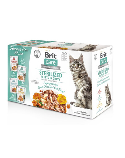 BRIT CARE Fillets in Gravy Box Pouch Sterilized 12X85g sterilizētiem kaķiem