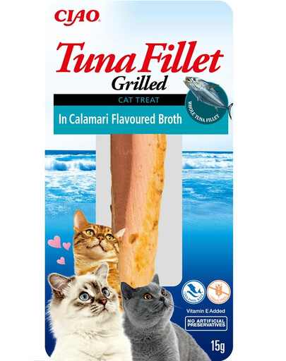 INABA Tuna fillet in calamari  broth 15g tunča fileja kalmāru aromāta buljonā