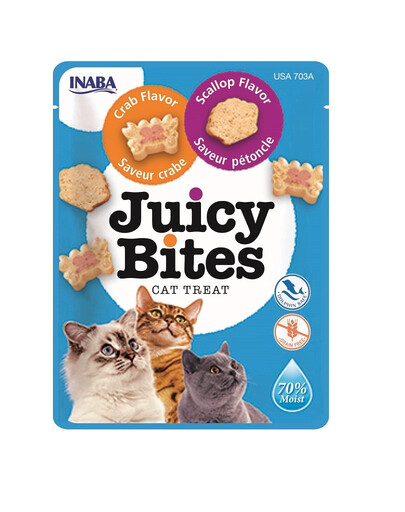 INABA Juicy Bites slapjās gliemežu un krabju uzkodas kaķiem 33,9 g (3x11,3 g)