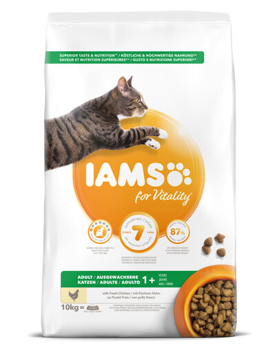 IAMS for Vitality pieaugušiem kaķiem ar svaigu vistas gaļu 10 kg