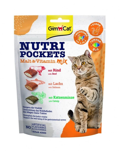 GIMCAT Nutri Pockets Malt&Vitamin mix 150 g iesala un vitamīnu kārums kaķiem
