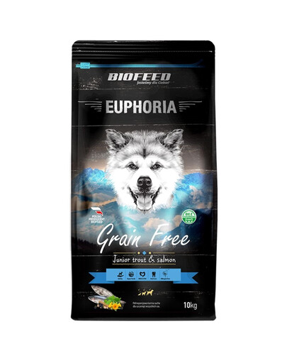 BIOFEED EUPHORIA Gluten Free Foreļu un lašu monoproteīns jauniem vidējo un lielo šķirņu suņiem 10 kg