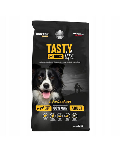 BIOFEED TASTY LIFE Premium ar vistas gaļu vidēju un lielu šķirņu suņiem 15 kg