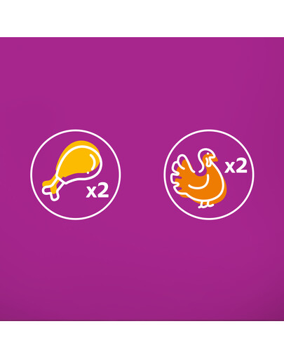 WHISKAS Adult maisiņš 52x85 g Poultry Feast mitrā barība pieaugušiem kaķiem želejā ar: vistas gaļu, tītara gaļu