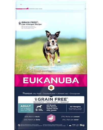 EUKANUBA Grain Free S-XL Adult Pīle 3 kg pieaugušiem suņiem