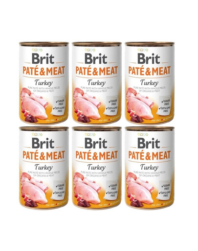 BRIT Pate&Meat turkey 6x400 g tītara pastēte suņiem
