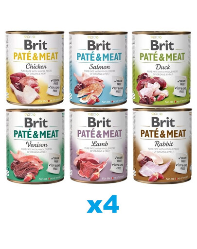 BRIT Pate&Meat Jauktas garšas 24x800 g pastētes suņiem