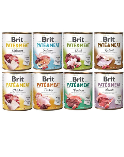 BRIT Pate&Meat Jauktas garšas 8x800 g pastētes suņiem