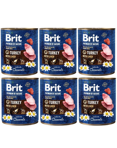 BRIT Premium by Nature 6x800 g dabiskā barība kucēniem ar tītaru un aknām