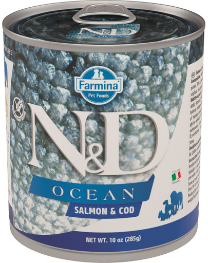 FARMINA N&D Ocean Dog Salmon, Codfish konservai 285 g