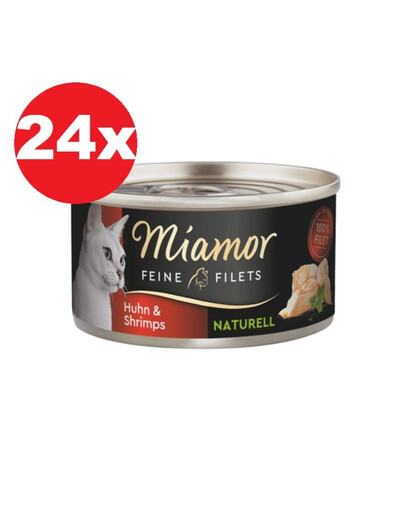 MIAMOR Feine Filets Naturell Chicken&Shrimps 24x80g vistas gaļa un garneles pašu gatavotā mērcē