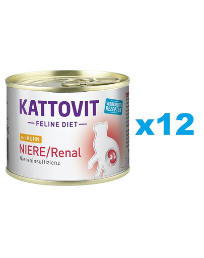 KATTOVIT Feline Diet NIERE/RENTAL  niere, vistas gaļa 12 x 185 g