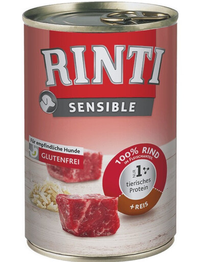 RINTI Sensible Liellopu gaļa ar rīsiem 6x400 g + Jēra gaļa ar rīsiem 6x400 g