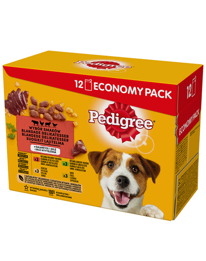 PEDIGREE Adult konservi pieaugušiem suņiem ar jēra, putnu, liellopu gaļu 48x100 g
