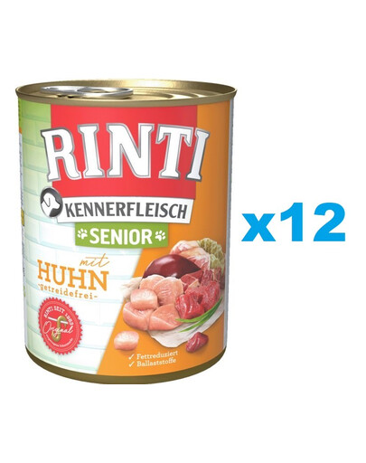 RINTI Kennerfleish Senior Chicken 12 x 800 g ar vistas gaļu vecākiem suņiem
