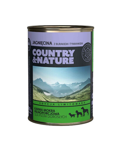 COUNTRY&NATURE barība bez graudaugiem ar jēra gaļu 400 g