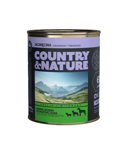COUNTRY&NATURE Jēra gaļa barība bez graudaugiem 800 g