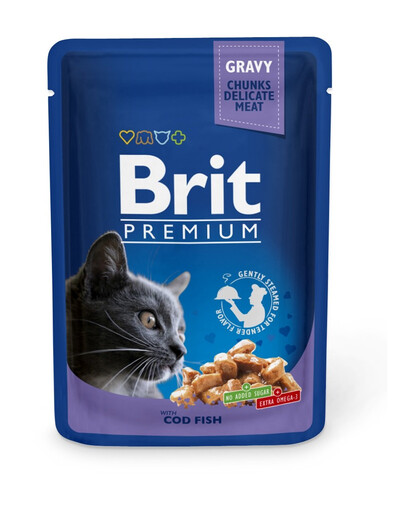 BRIT Premium Cat Adult Zivju menca paciņās, kaķiem, 24 x 100 g