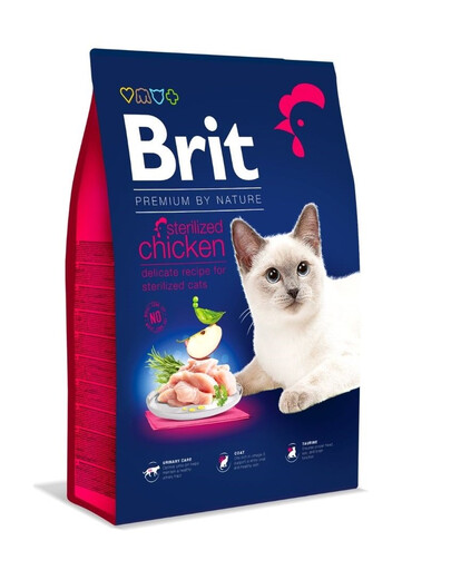 BRIT Cat Premium by Nature Sterilised chicken  sterilizētiem kaķiem ar vistas gaļu 8 kg