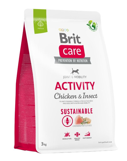 BRIT CARE Dog Sustainable Activity chicken insekt aktīviem pieaugušiem suņiem ar vistu un kukaiņiem 3 kg