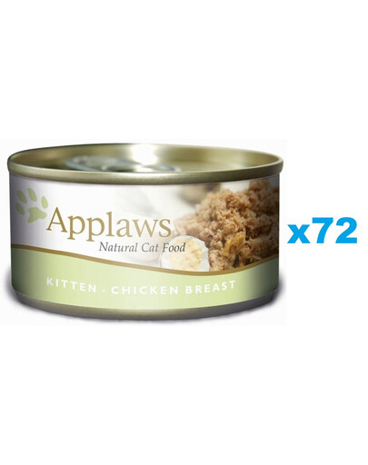 APPLAWS Kitten Chicken Breast mitra kaķēnu barība vistas gaļa želejā 72X70 g