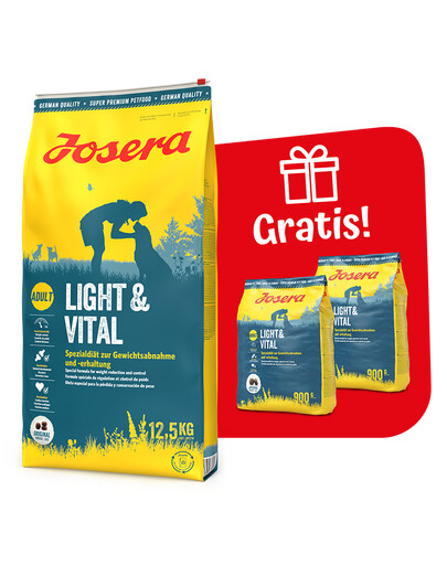 JOSERA Light&Vital 12,5kg pieaugušiem suņiem svara samazināšanai + 2 x 900 g barības BEZMAKSAS