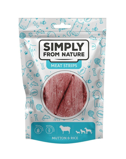 SIMPLY FROM NATURE Meat Strips Gaļas sloksnes ar aitas gaļu un rīsiem suņiem 80 g
