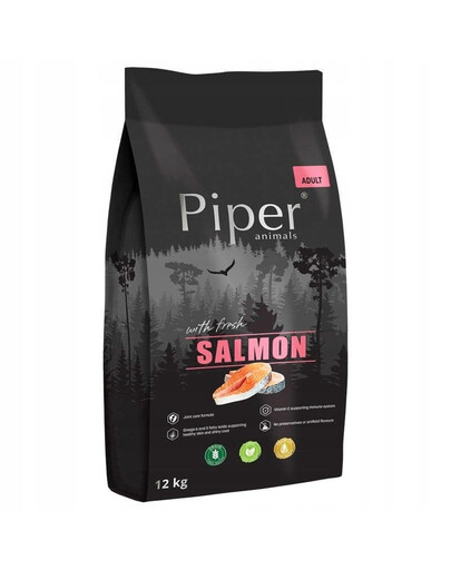 PIPER Sausā suņu barība ar lašiem 12 kg