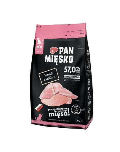 PAN MIĘSKO kaķēniem ar vistu un trusi XS 5kg