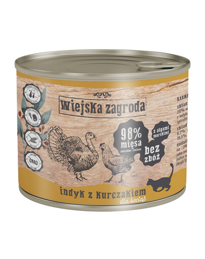 WIEJSKA ZAGRODA Kitten tītara un vistas gaļas 200 g konservi kaķēniem