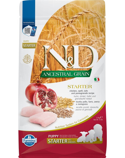 N&D Chicken & Pomegranate Starter sausā barība kucēniem 2,5 kg