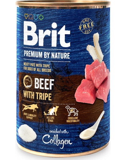 BRIT Premium by Nature Beef and tripes 400 gliellopu gaļas un subproduktu dabiskā barība suņiem
