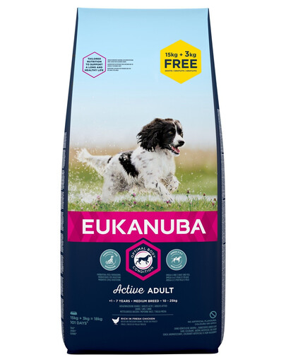 Eukanuba Adult Medium Breed 18 kg, pieaugušajiem, vidējas šķirnes suņiem