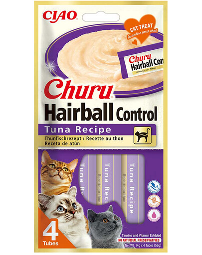 INABA Churu Hairball Tuna 4x14 g detoksikācijas kārums ar tunci
