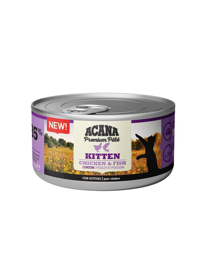 ACANA Premium Pate Kitten Chicken & Fish vistas un zivju pastēte kaķēniem 8 x 85 g