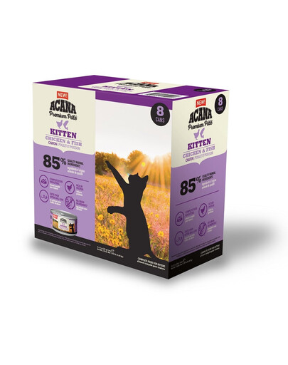 ACANA Premium Pate Kitten Chicken & Fish vistas un zivju pastēte kaķēniem 8 x 85 g