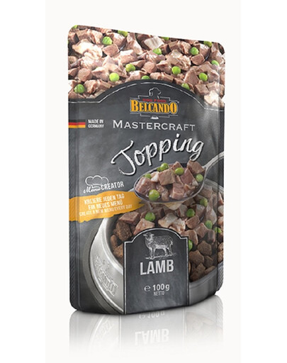 BELCANDO Mastercraft Topping Jēra gaļa ar zirņiem 24x100 g