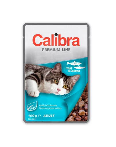 CALIBRA Cat Premium Line Adult Trout&Salmon 100 g ar forelēm un lašiem kaķiem