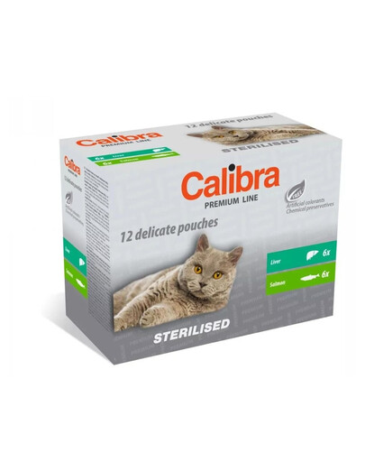 CALIBRA Cat Premium Line Sterilised Multipack 12x100 g paciņas sterilizētiem kaķiem